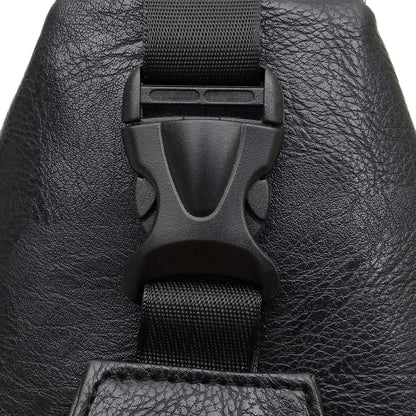 Men's PU Leather Chest Bag with USB Charging Port
