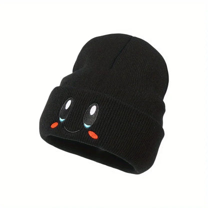 Unisex Cartoon Embroidered Big Eye Beanies Casual Hats Knitted Winter Warm Hat Hip Hop Skull Bonnet