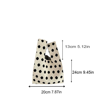 Knitted Knot Wrist Bag for Women – Mini Striped Handbag