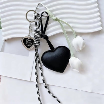 Heart Charm Tassel Keychain – Cute Handmade Bowknot Bag Accessory