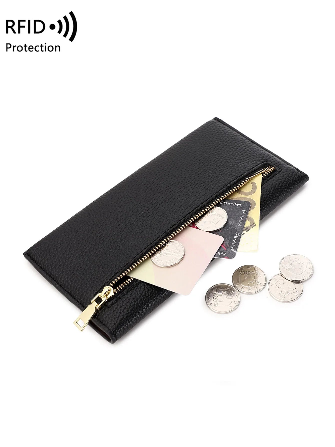 RFID Blocking Long PU Leather Wallet for Women – Envelope Clutch