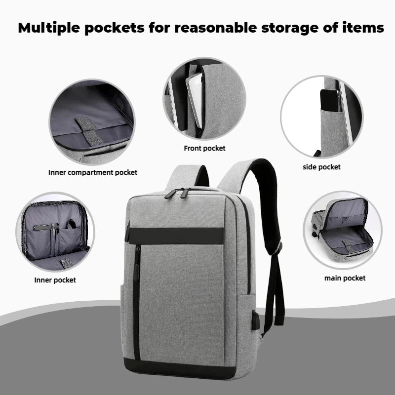 Slim Business Laptop Backpack with USB Charging Port