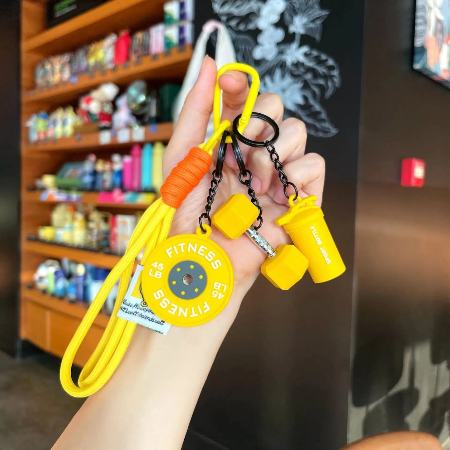 Gym Barbell Fitness Keychain – Silicone Weight Plate Charm