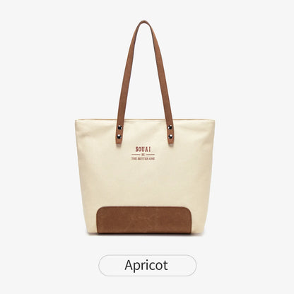 Canvas Tote Bag for Women – Letter Print Shoulder Bag for Work & Daily Use