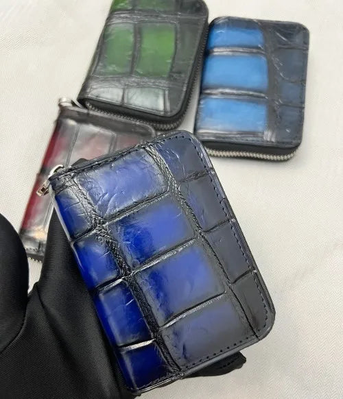 Crocodile Skin Leather Card Holder – Zipper Wallet Large Capacity