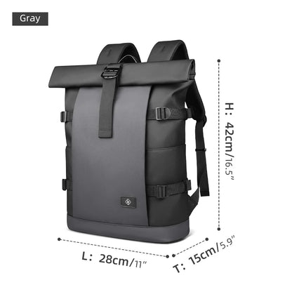 Waterproof Roll-Top Backpack for Men – 17" Expandable Laptop Bag for Travel