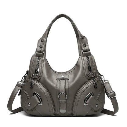 Soft Leather Women's Shoulder Bag – Multi-Pocket Hobo Handbag