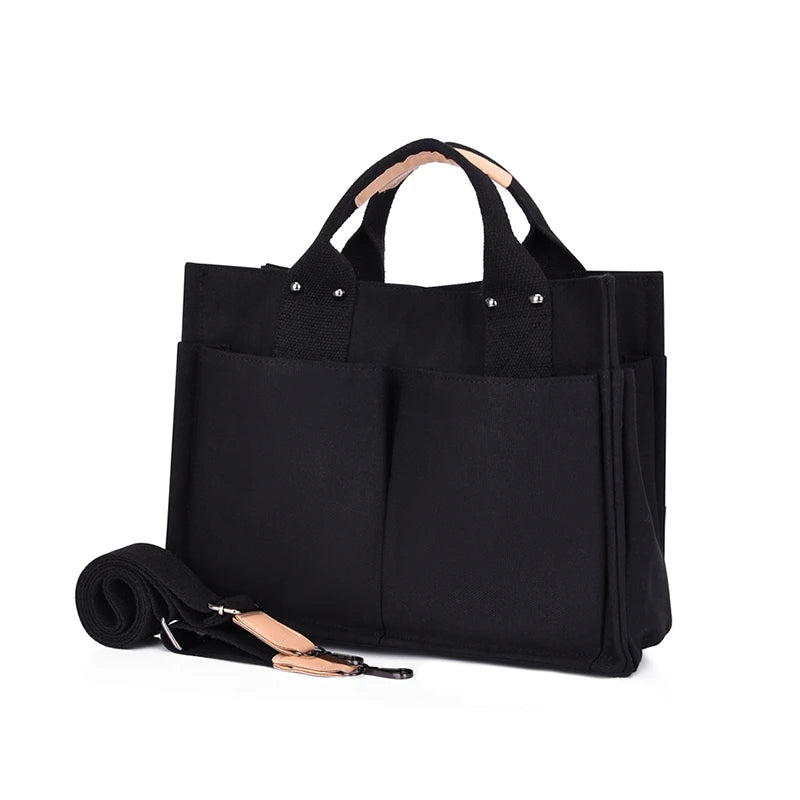 Simple Fashion Shoulder Bags For Women 2022 New Handbags Waterproof Nylon Canvas Tote Bag With Pockets Crossbody Lunch Bag Bolso