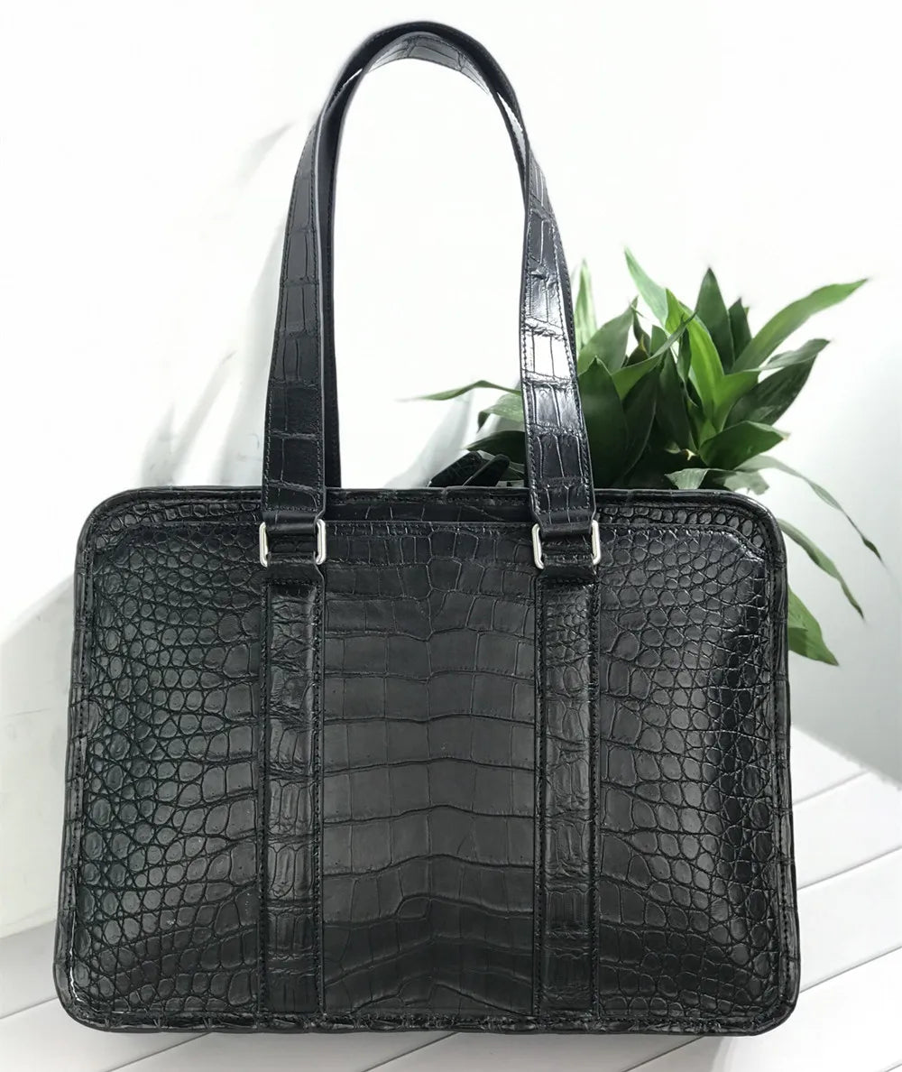 Crocodile Leather Laptop Briefcase – Luxury Men's Bag