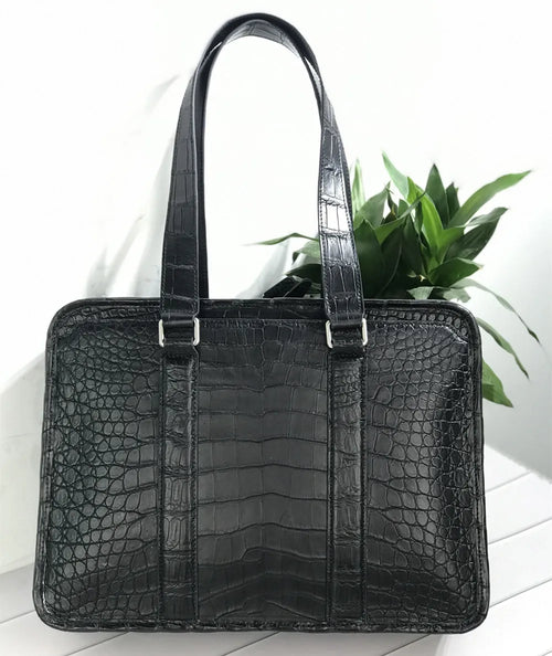 Crocodile Leather Laptop Briefcase – Luxury Men's Bag
