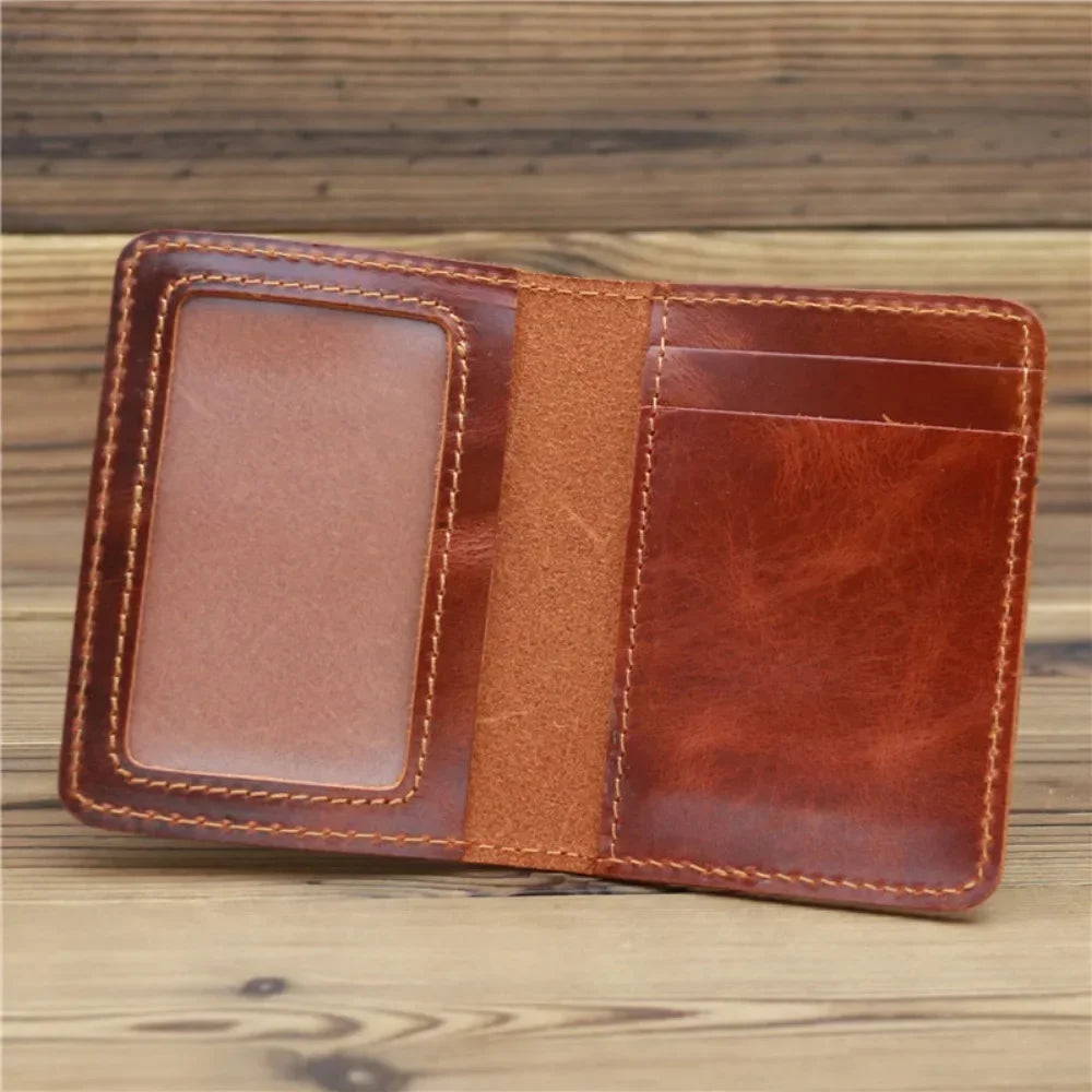 Leather Card Holder Slim Wallet Men Vintage Credit Card Case
