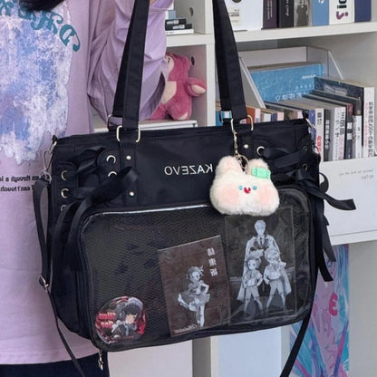 College Style Ribbon Crossbody Bag Large Capacity Class Books Bow Jk Shoulder Ita Bag Handbag
