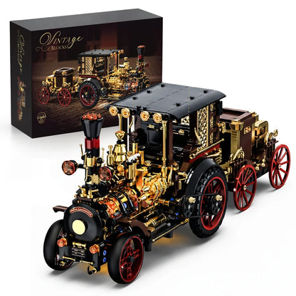 Steampunk Vintage Steam Car MOC Building Blocks Set – LED Model