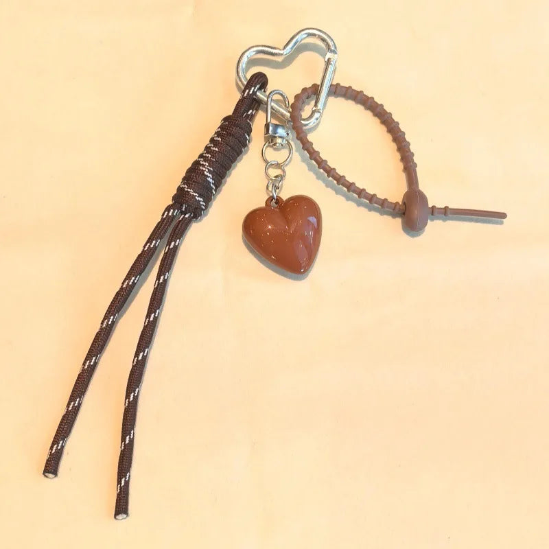 Heart Charm Keychain with Braided Rope – Bag Pendant & Phone Lanyard