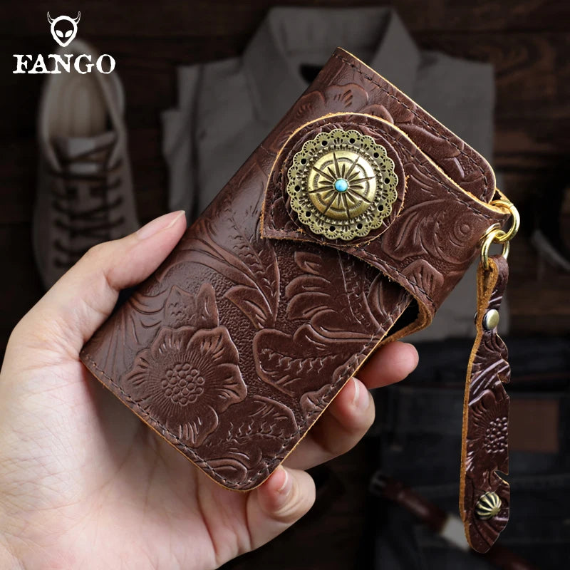 Genuine Leather Key Wallet with Card Holder & Key Chain for Men