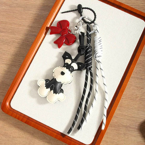 Schnauzer Keychain Bag Charm – Tennis Racket & Rope Tassel