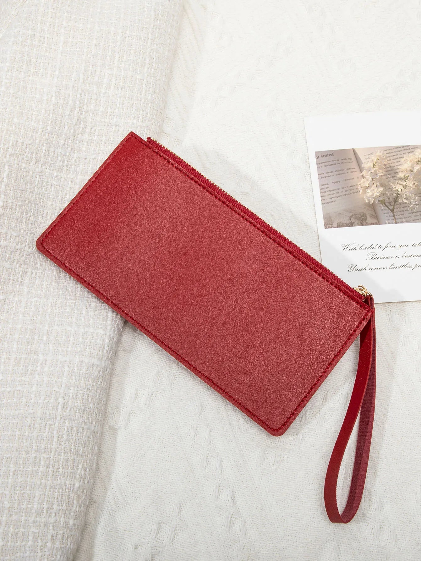 Long Card Wallet for Women – Slim PU Leather Wristlet Clutch