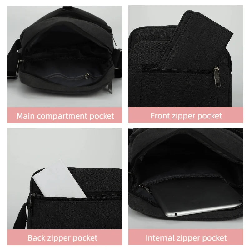 Canvas Crossbody Bag for Men – Vintage Messenger Sling