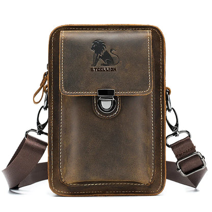 Men's Leather Phone Bag – Cowhide Belt Waist & Crossbody Bag