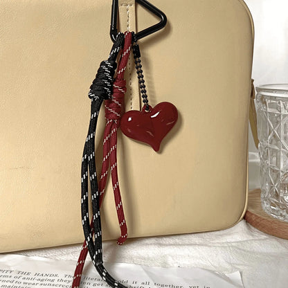 Y2K Heart Charm Keychain – Rope Tassel Bag Pendant & Phone Lanyard
