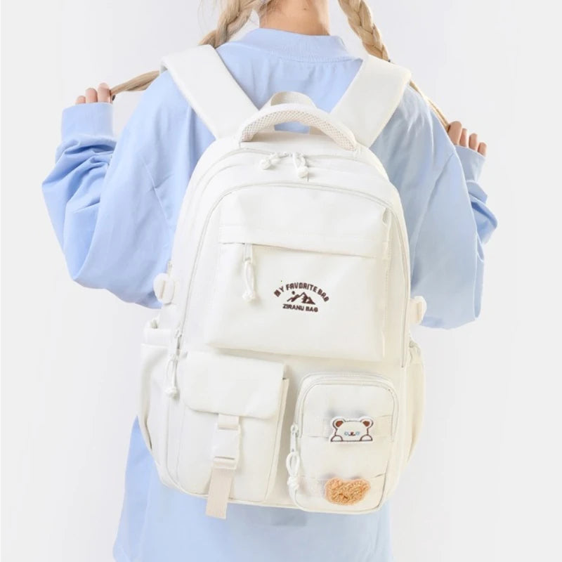 Waterproof Nylon Backpack – Korean Style Women's School & Travel Bag