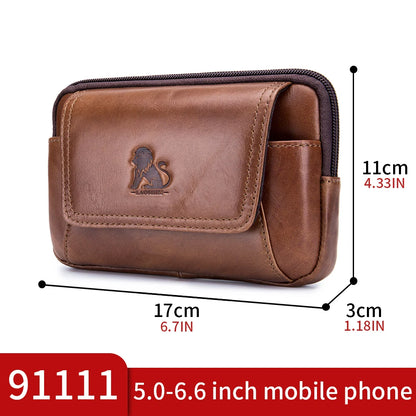 Men's Genuine Leather Belt Phone Pouch