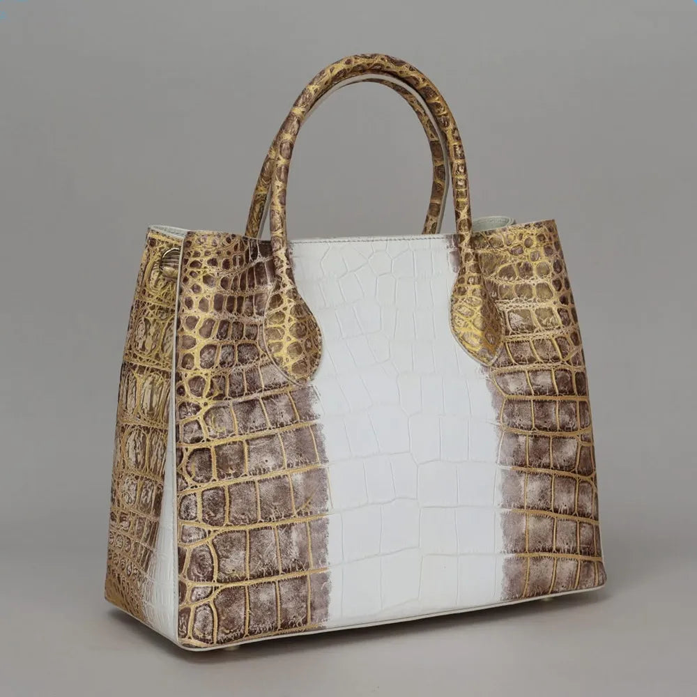 Crocodile Belly Leather Tote Bag – Large Capacity Women's Shoulder Handbag