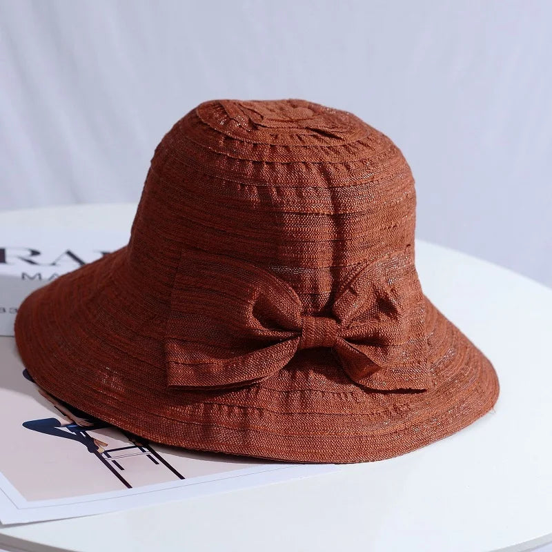 Women's Wide Brim Sun Hat with Bow – Foldable UV Protection