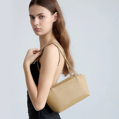 Genuine Leather Mini Shoulder Bag – Women's Pebbled Tote