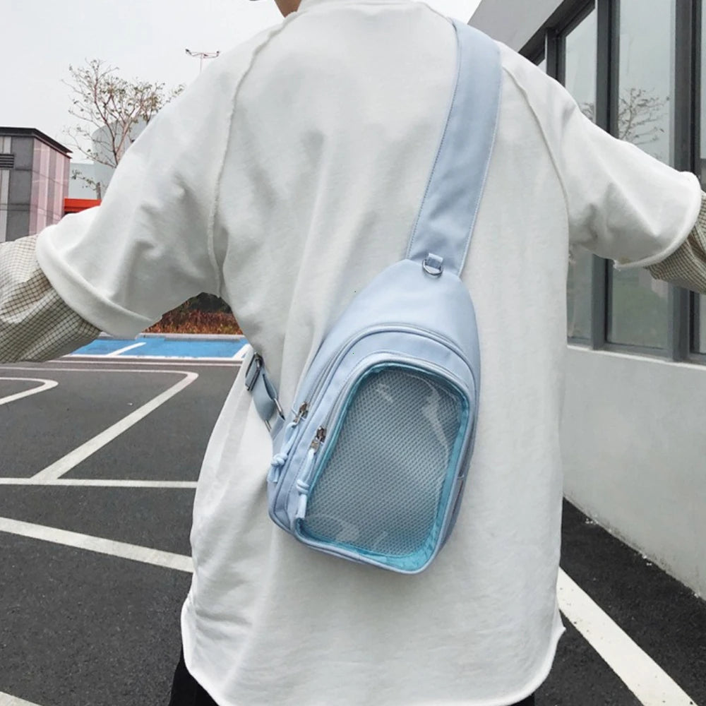 Kawaii Ita Sling Bag – Nylon Crossbody with Display Window