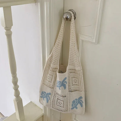 Knitted Hollow Crochet Tote Bag – Women's Beach & Shoulder Bag