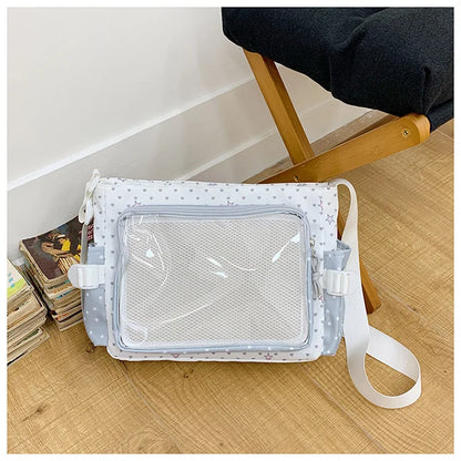 Japanese Polka Dot Crossbody Bag Women Commuting Shoulder Large Capacity Transparent Simple