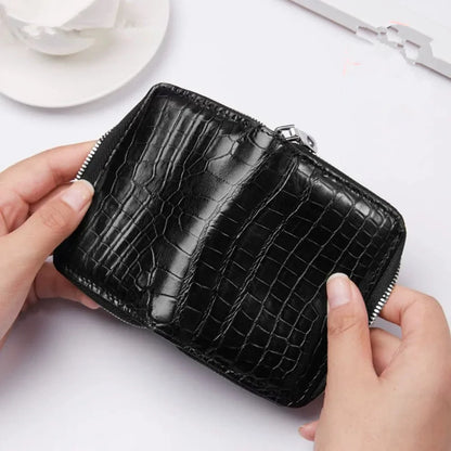 Genuine Crocodile Leather Zipper Coin Purse & Card Wallet