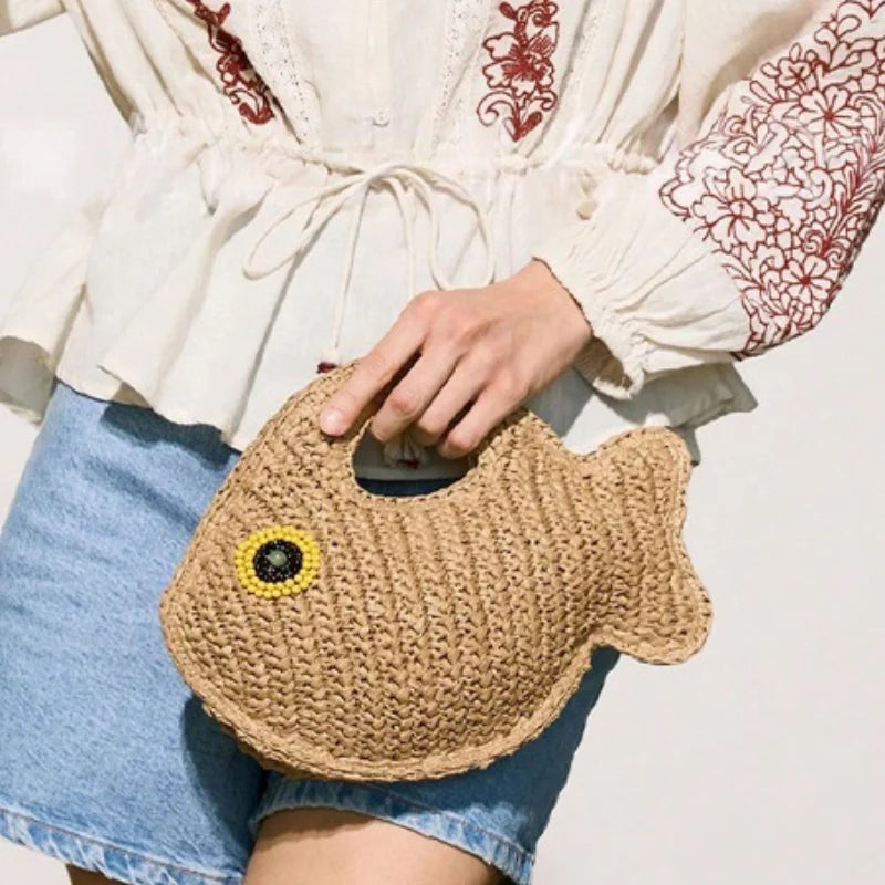 Turtle Woven Straw Shoulder Bag – Boho Beach Crossbody