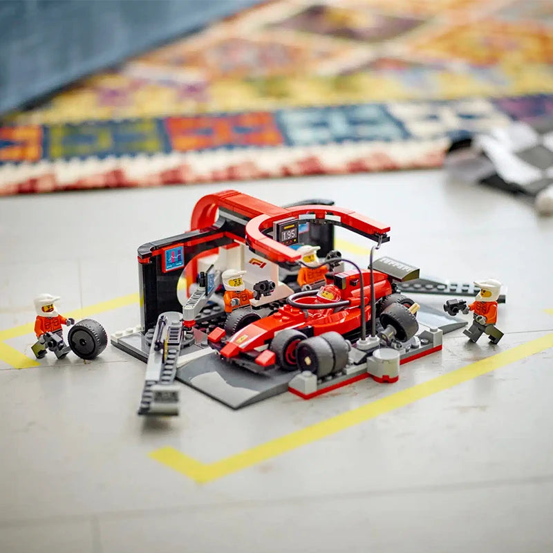 LEGO 60443 F1 Pit Stop Crew Building Set – Ferrari Race Car Toy 322pcs