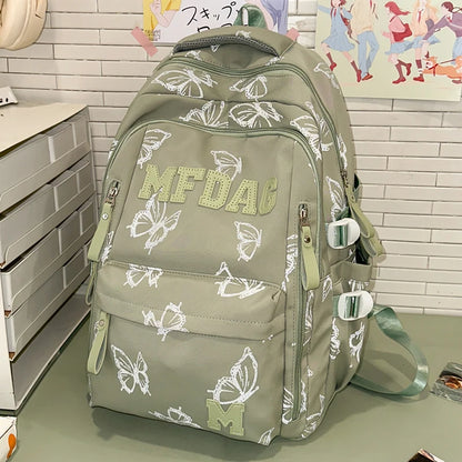 Butterfly Print Backpack – Large Capacity with Multiple Pockets