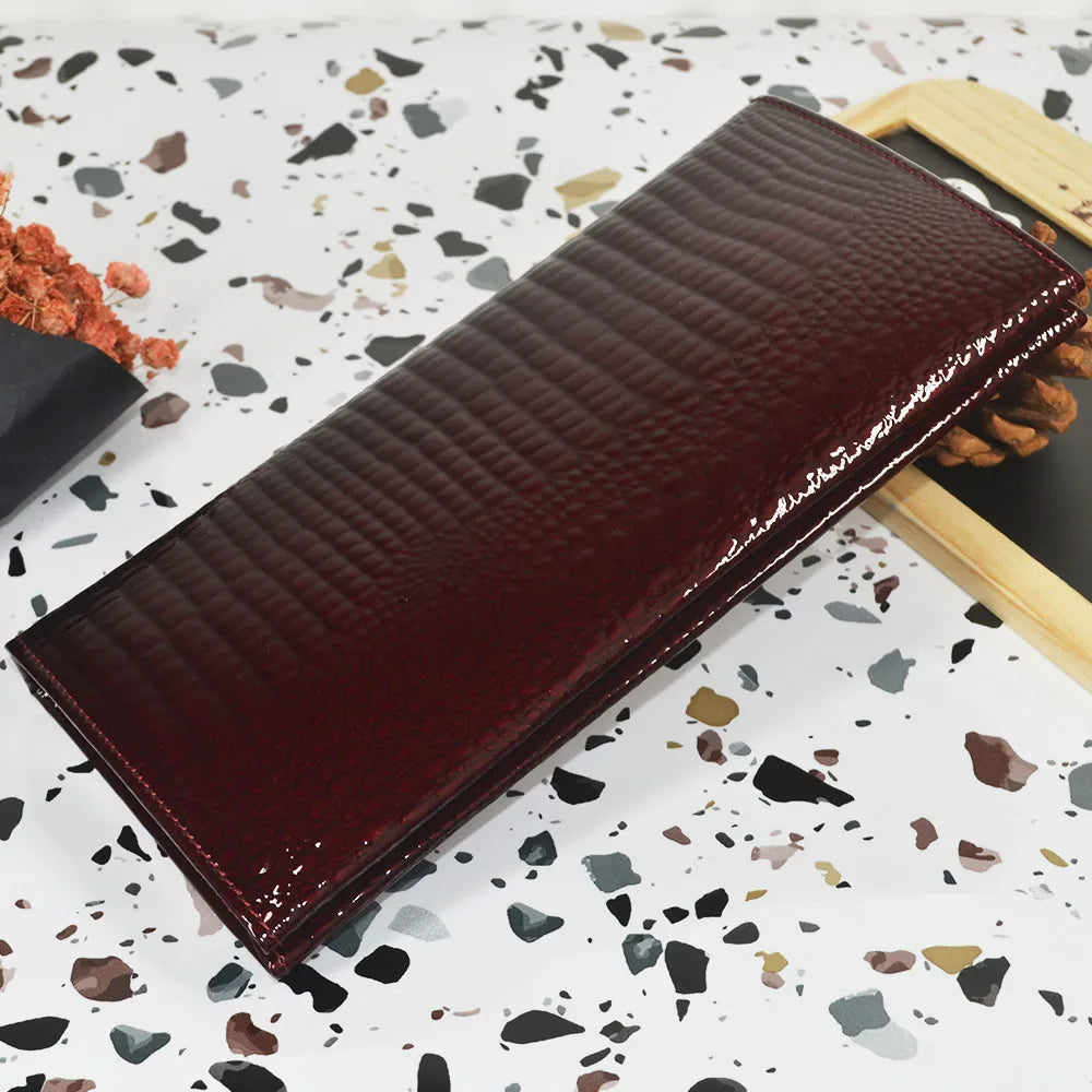 Luxury Slim Long Wallet for Women – Lizard Pattern Leather