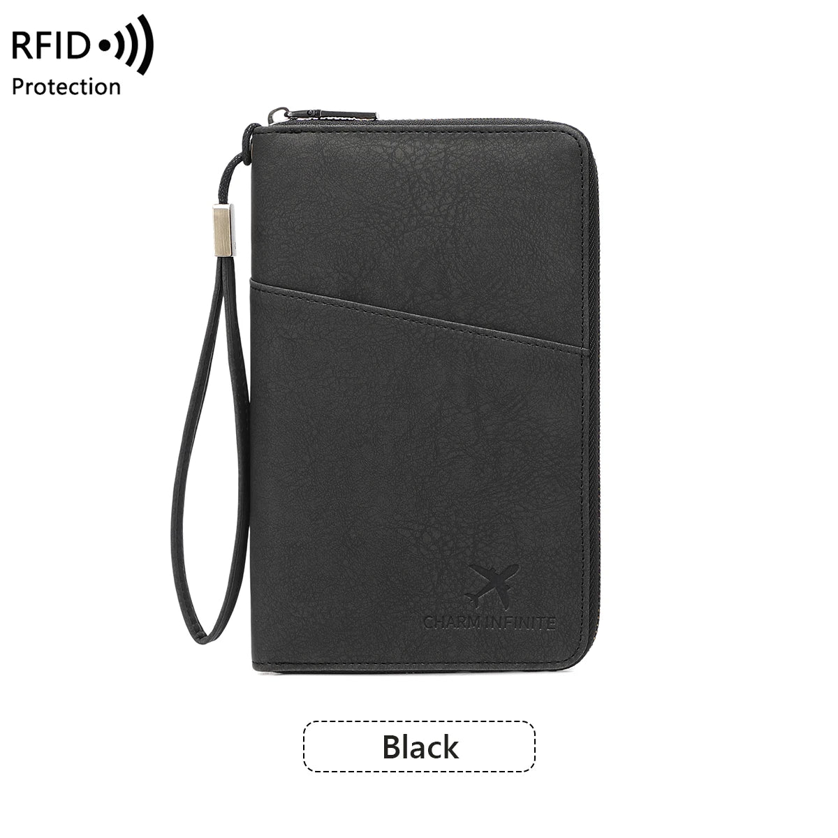 RFID Blocking Long Zipper Passport Wallet – Multi-Functional Travel Document Organizer