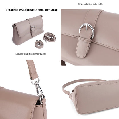 Genuine Leather Crossbody Bag for Women – Lightweight Buckle Shoulder Bag