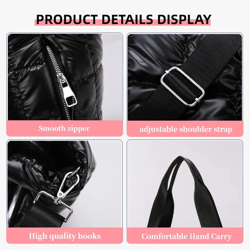 Quilted Puffer Tote Bag – Large Travel & Gym Shoulder Bag