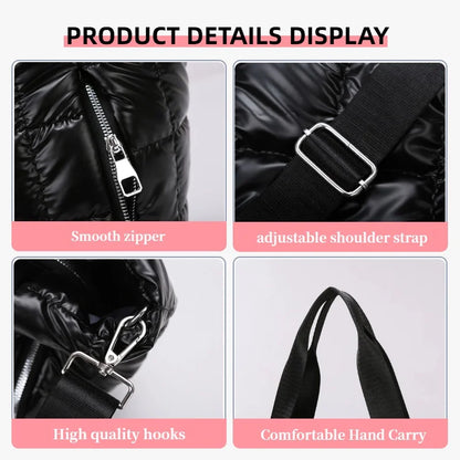 Quilted Puffer Tote Bag – Large Travel & Gym Shoulder Bag