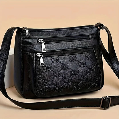 Women's PU Leather Crossbody Bag – Multi-Pocket Shoulder Purse