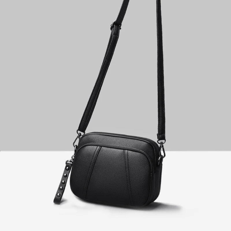 Crossbody Bag for Women – Soft Faux Leather Rivet Zipper Shoulder Purse