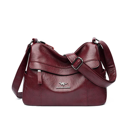 Leather Crossbody Bag for Women – Multi-Layer Shoulder Bag