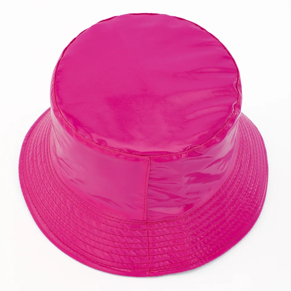 Reversible Faux Leather Bucket Hat for Women – Waterproof PU