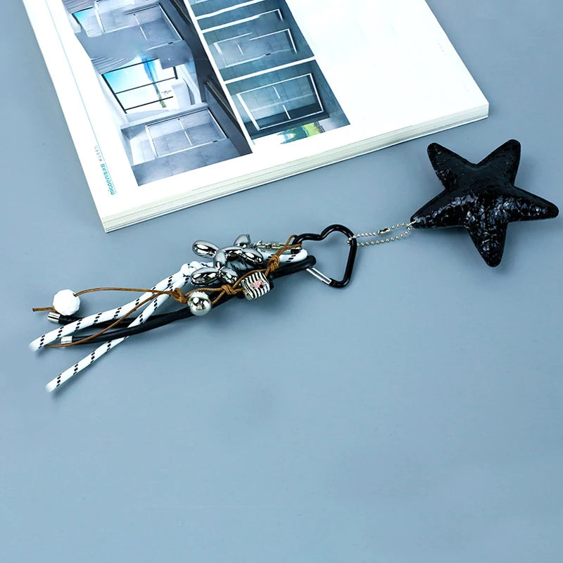 Starfish & Balloon Dog Charm Keychain – Braided Rope Bag Pendant