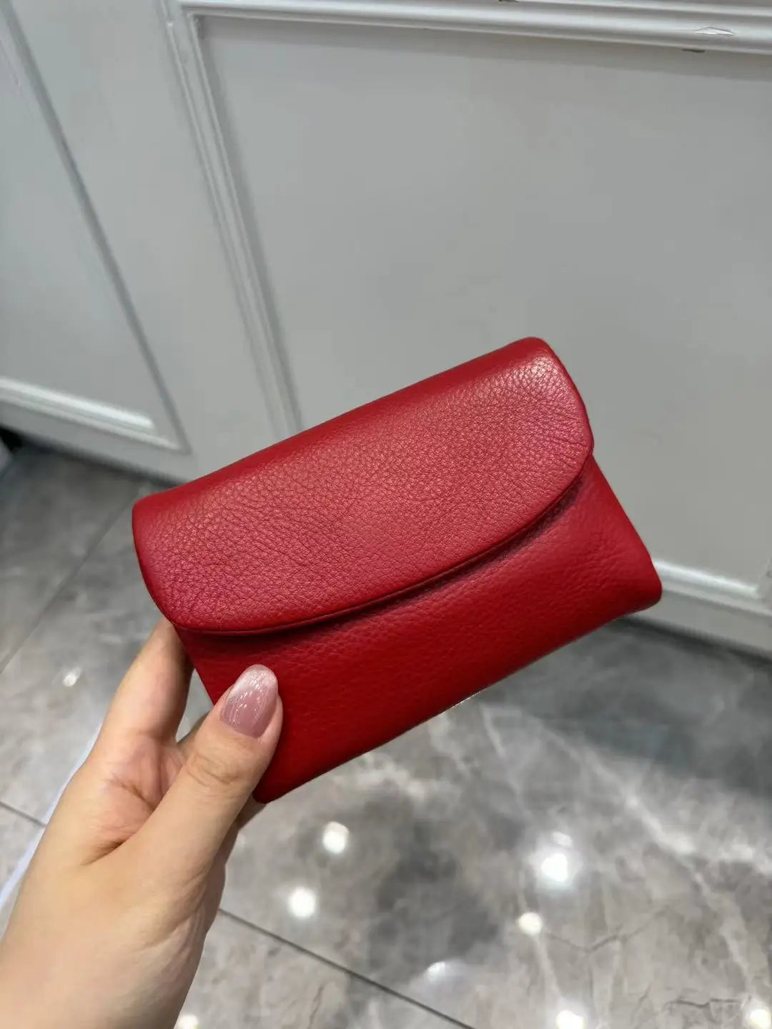 Women's Genuine Cowhide Leather Trifold Wallet with Zipper Coin Pocket