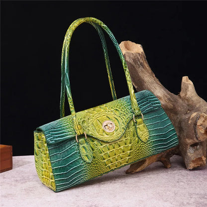Crocodile Pattern PU Leather Shoulder Handbag for Women