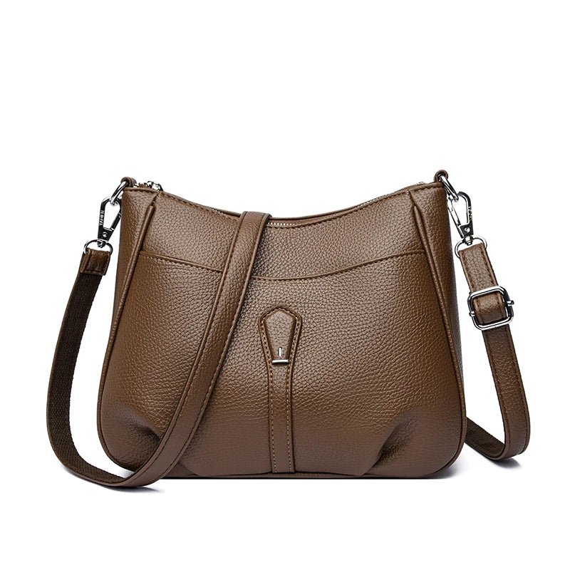 Roomy Soft Leather Crossbody Bag for Women – Classic Shoulder Purse