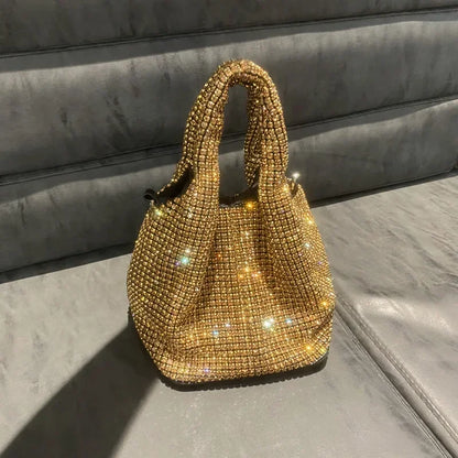 Rhinestone Crystal Bucket Bag – Luxury Sparkle Handbag